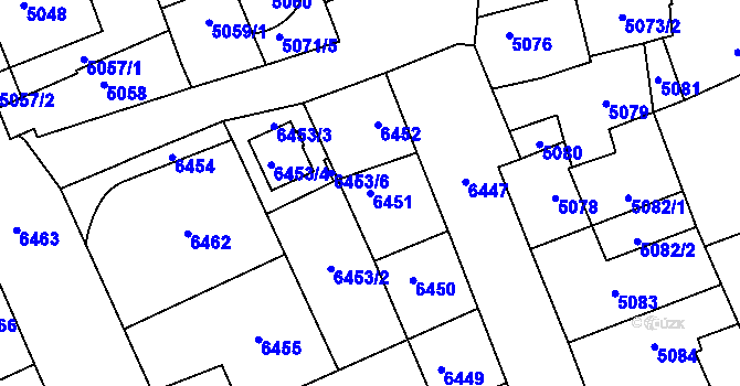 Parcela st. 6451 v KÚ Kladno, Katastrální mapa