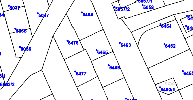 Parcela st. 6465 v KÚ Kladno, Katastrální mapa