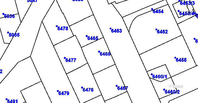 Parcela st. 6466 v KÚ Kladno, Katastrální mapa