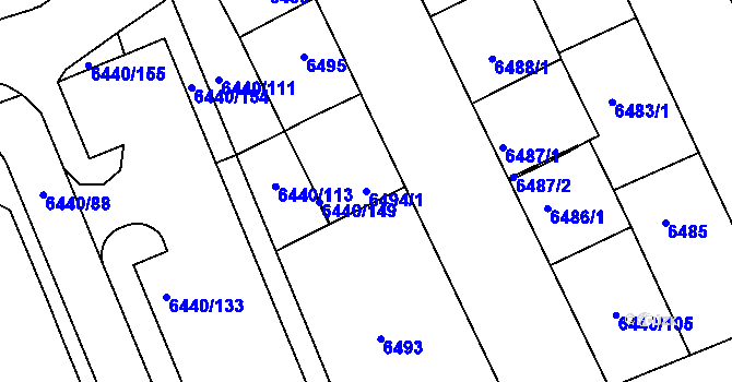 Parcela st. 6494/1 v KÚ Kladno, Katastrální mapa