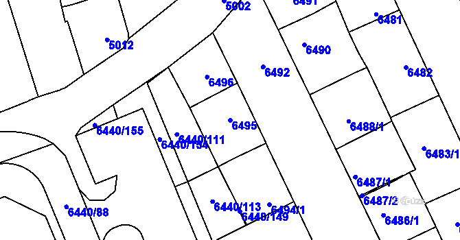 Parcela st. 6495 v KÚ Kladno, Katastrální mapa