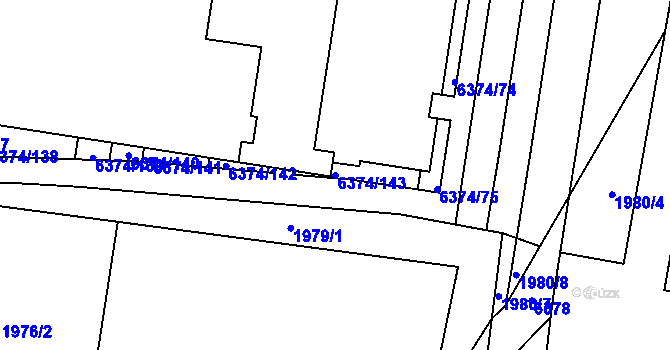 Parcela st. 6374/143 v KÚ Kladno, Katastrální mapa