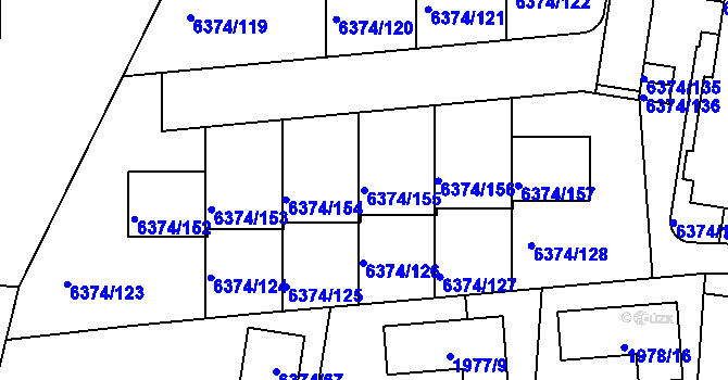 Parcela st. 6374/155 v KÚ Kladno, Katastrální mapa