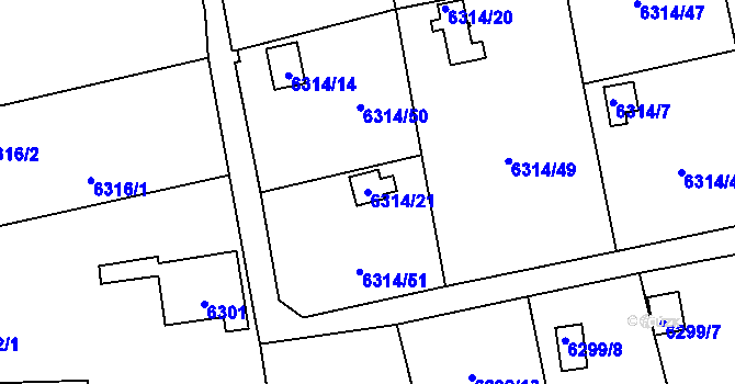 Parcela st. 6314/21 v KÚ Kladno, Katastrální mapa