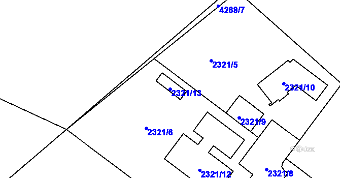 Parcela st. 2321/13 v KÚ Kladno, Katastrální mapa