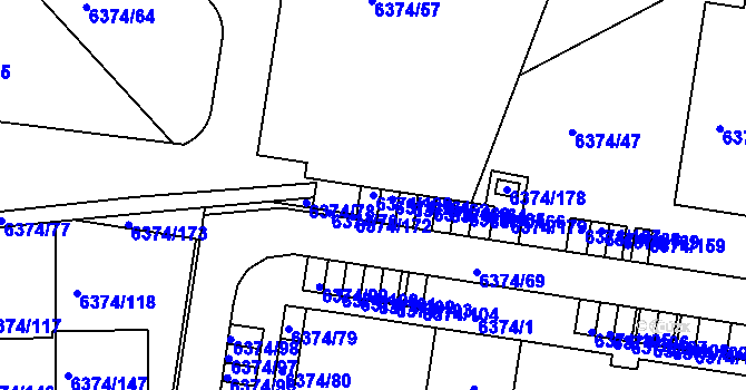 Parcela st. 6374/160 v KÚ Kladno, Katastrální mapa
