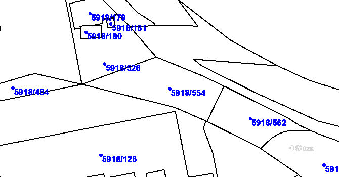 Parcela st. 5918/554 v KÚ Kladno, Katastrální mapa