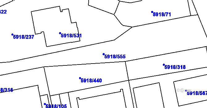 Parcela st. 5918/555 v KÚ Kladno, Katastrální mapa