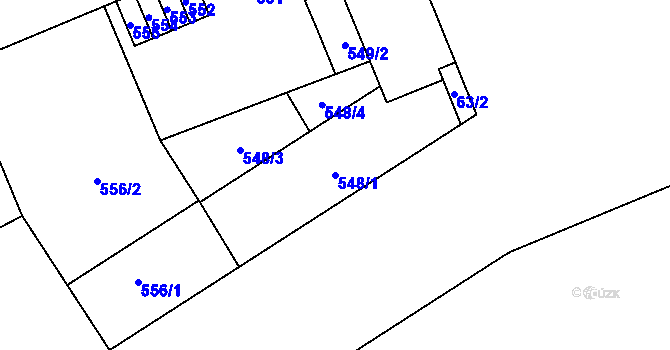 Parcela st. 548/1 v KÚ Kladno, Katastrální mapa