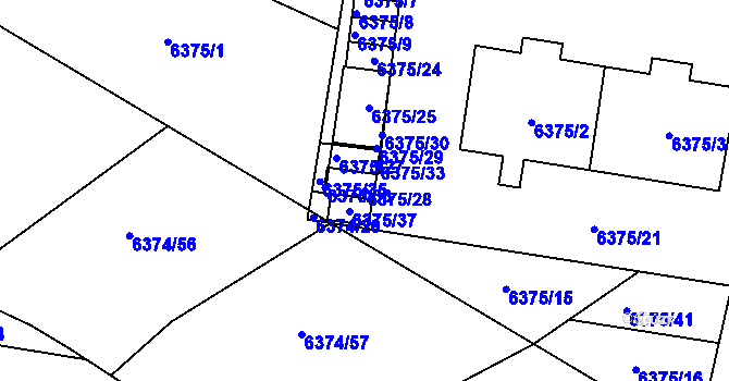 Parcela st. 6375/28 v KÚ Kladno, Katastrální mapa