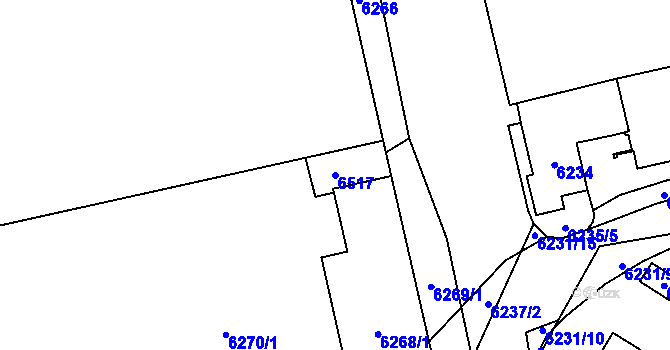 Parcela st. 6517 v KÚ Kladno, Katastrální mapa