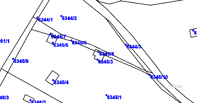 Parcela st. 6345/8 v KÚ Kladno, Katastrální mapa
