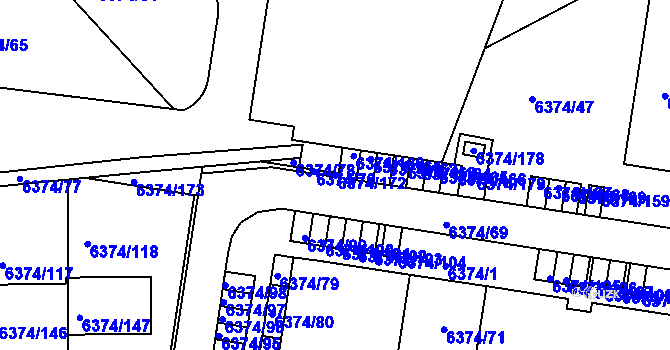 Parcela st. 6374/172 v KÚ Kladno, Katastrální mapa