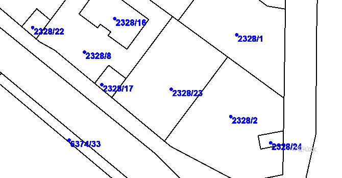 Parcela st. 2328/23 v KÚ Kladno, Katastrální mapa