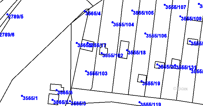 Parcela st. 3555/102 v KÚ Kladno, Katastrální mapa