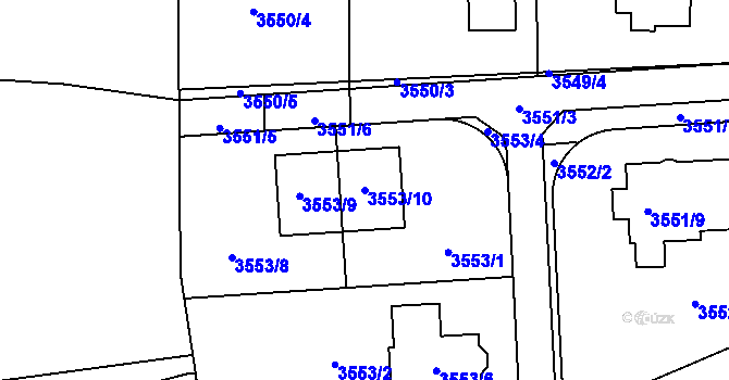 Parcela st. 3553/10 v KÚ Kladno, Katastrální mapa