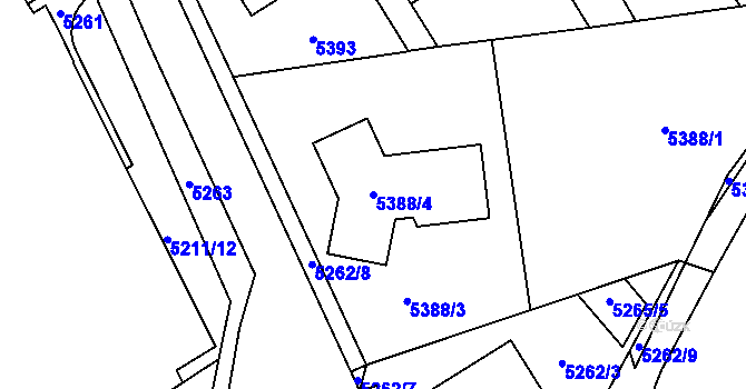 Parcela st. 5388/4 v KÚ Kladno, Katastrální mapa