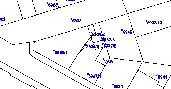 Parcela st. 5936/3 v KÚ Kladno, Katastrální mapa