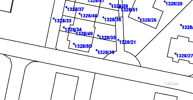 Parcela st. 1328/19 v KÚ Kladno, Katastrální mapa