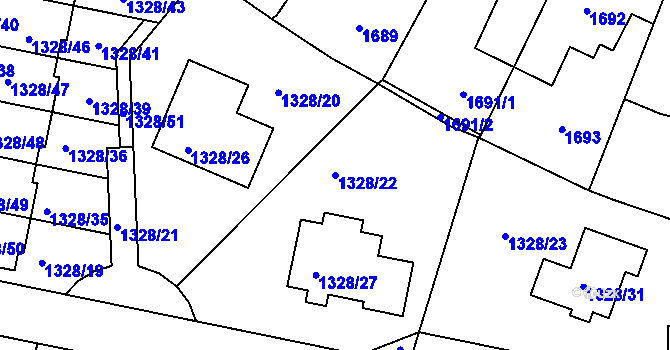 Parcela st. 1328/22 v KÚ Kladno, Katastrální mapa