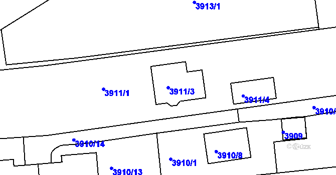 Parcela st. 3911/3 v KÚ Kladno, Katastrální mapa