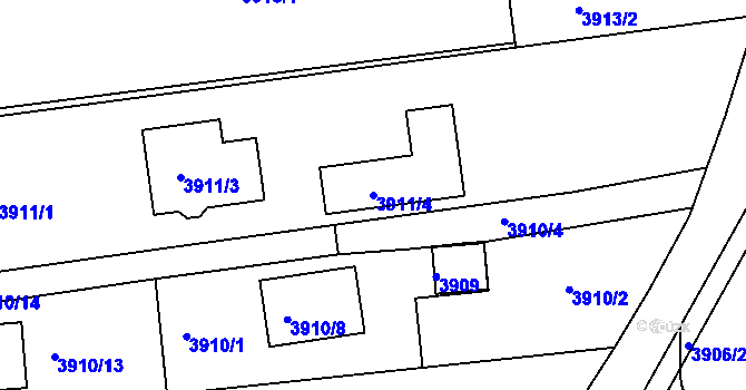 Parcela st. 3911/4 v KÚ Kladno, Katastrální mapa