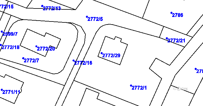 Parcela st. 2772/29 v KÚ Kladno, Katastrální mapa