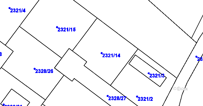 Parcela st. 2321/14 v KÚ Kladno, Katastrální mapa
