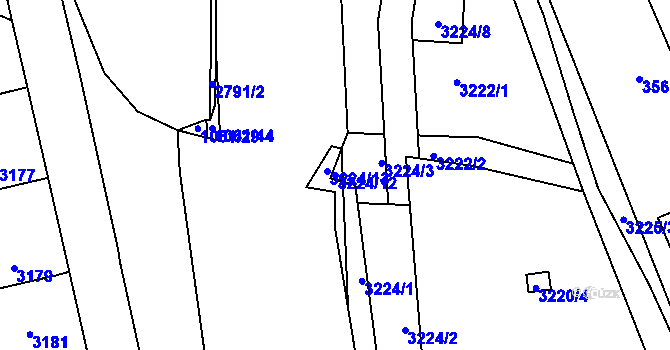 Parcela st. 3224/12 v KÚ Kladno, Katastrální mapa