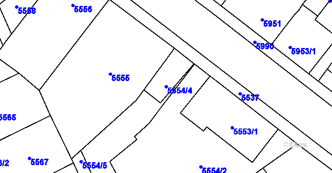 Parcela st. 5554/4 v KÚ Kladno, Katastrální mapa