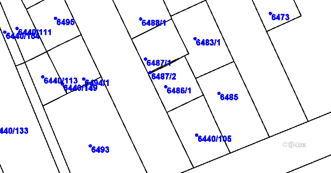 Parcela st. 6486/1 v KÚ Kladno, Katastrální mapa