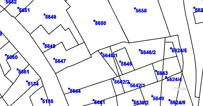 Parcela st. 5646/1 v KÚ Kladno, Katastrální mapa