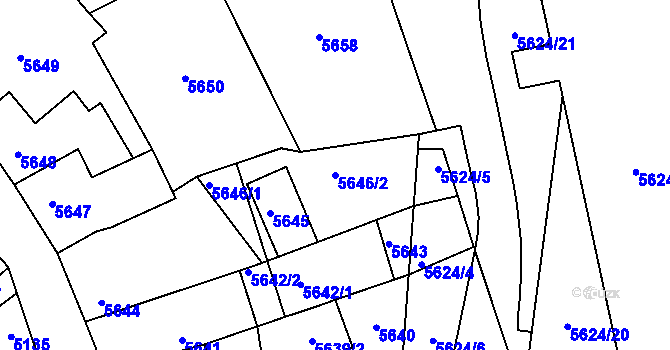 Parcela st. 5646/2 v KÚ Kladno, Katastrální mapa