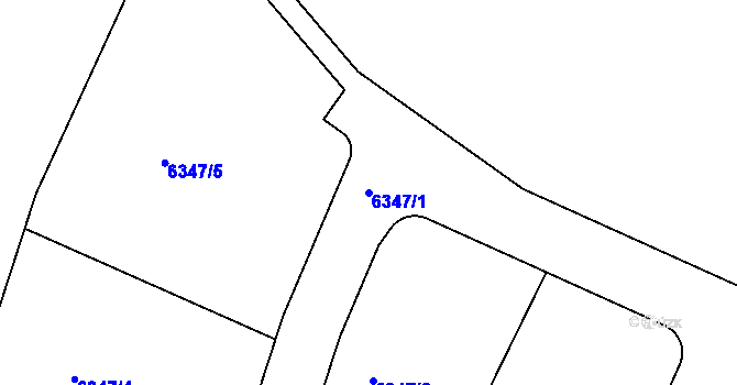Parcela st. 6347/1 v KÚ Kladno, Katastrální mapa