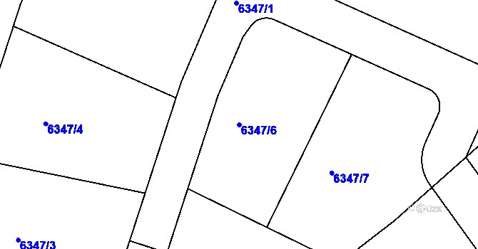 Parcela st. 6347/6 v KÚ Kladno, Katastrální mapa