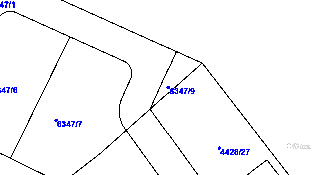 Parcela st. 6347/9 v KÚ Kladno, Katastrální mapa