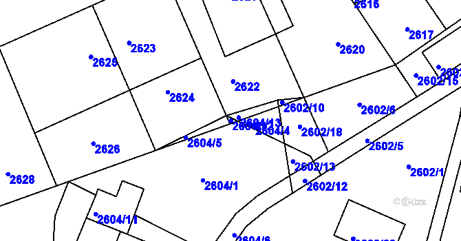 Parcela st. 2604/12 v KÚ Kladno, Katastrální mapa