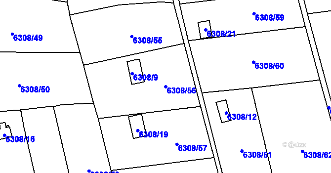 Parcela st. 6308/56 v KÚ Kladno, Katastrální mapa