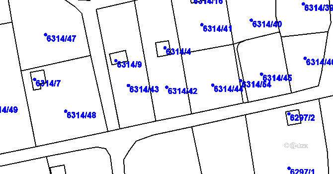 Parcela st. 6314/42 v KÚ Kladno, Katastrální mapa