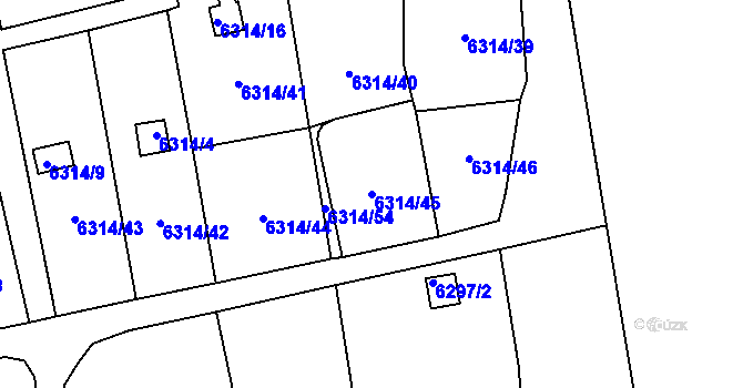 Parcela st. 6314/45 v KÚ Kladno, Katastrální mapa