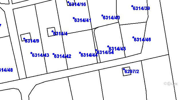Parcela st. 6314/54 v KÚ Kladno, Katastrální mapa