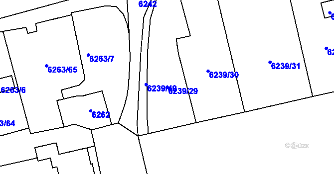 Parcela st. 6239/29 v KÚ Kladno, Katastrální mapa