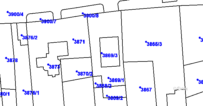 Parcela st. 3869/3 v KÚ Kladno, Katastrální mapa