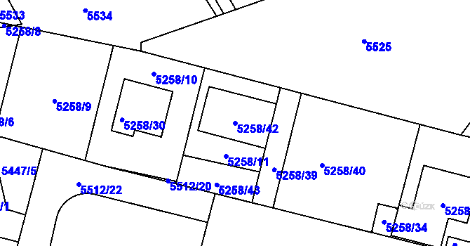 Parcela st. 5258/42 v KÚ Kladno, Katastrální mapa
