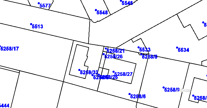 Parcela st. 5258/26 v KÚ Kladno, Katastrální mapa