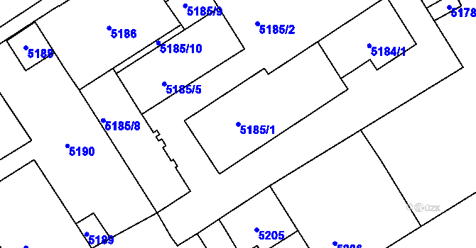 Parcela st. 5185/1 v KÚ Kladno, Katastrální mapa