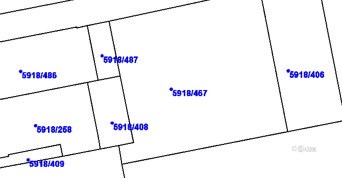 Parcela st. 5918/467 v KÚ Kladno, Katastrální mapa