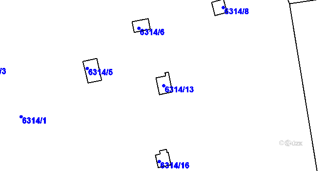 Parcela st. 6314/13 v KÚ Kladno, Katastrální mapa