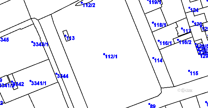 Parcela st. 112/1 v KÚ Kladno, Katastrální mapa