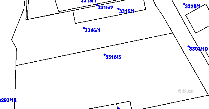 Parcela st. 3316/3 v KÚ Kročehlavy, Katastrální mapa